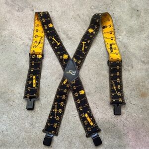 AISENIN Mens Tape Measure Suspenders, 2 Inch Wide Adjustable Work Suspenders